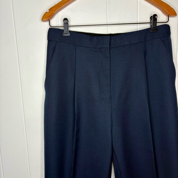 Theory Tapered High-Rise Pant in Wool-Blend Hopsack Navy Blue Women’s Size 6 - Picture 4 of 10